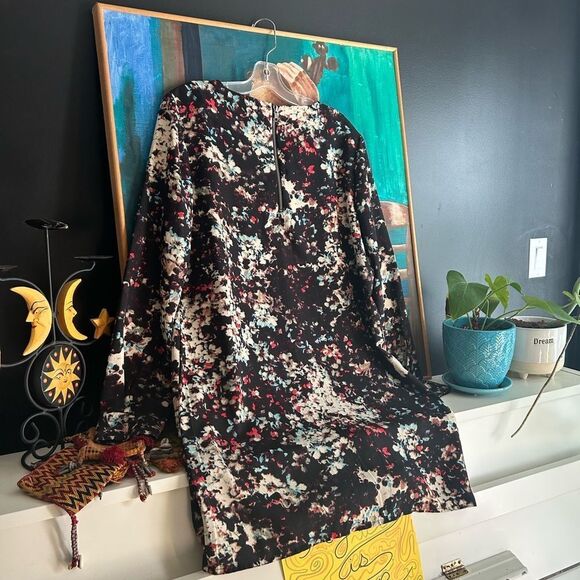 Walter Baker Black Floral Long Sleeve Dress L - Picture 16 of 16